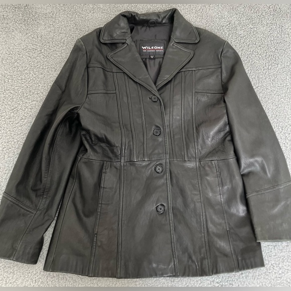 Vintage Wilson’s The Leather Experts 100% Leather Men’s Black Coat Size XL - Picture 1 of 12